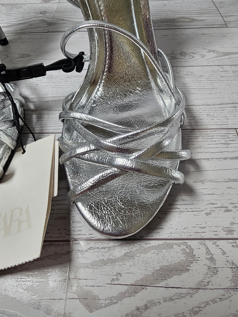 New SARA Silver Strappy High Heels Sandals Size 6/36 NWT Sexy Chic Dress Shoes - Picture 5 of 10